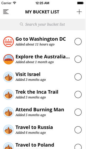 Handige bucket list-app